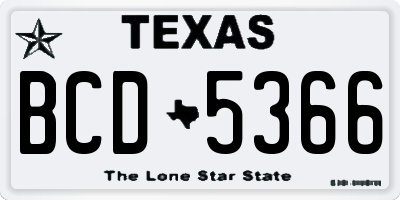 TX license plate BCD5366