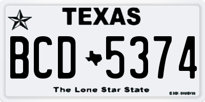 TX license plate BCD5374