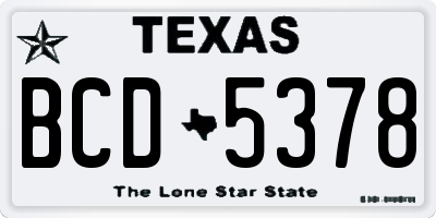TX license plate BCD5378