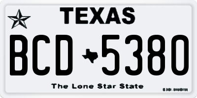 TX license plate BCD5380