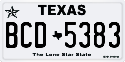 TX license plate BCD5383