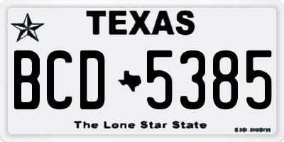 TX license plate BCD5385