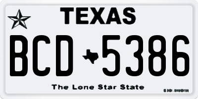 TX license plate BCD5386