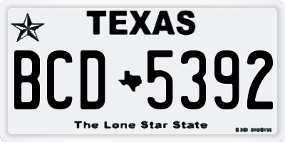 TX license plate BCD5392
