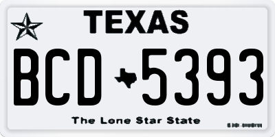 TX license plate BCD5393