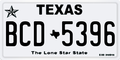 TX license plate BCD5396