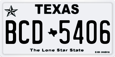 TX license plate BCD5406