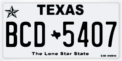 TX license plate BCD5407