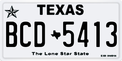 TX license plate BCD5413