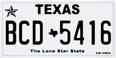 TX license plate BCD5416