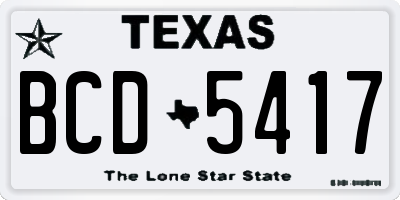 TX license plate BCD5417