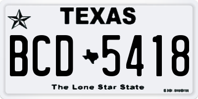 TX license plate BCD5418