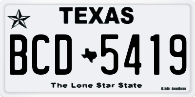TX license plate BCD5419