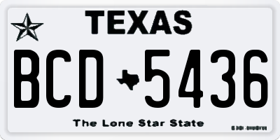 TX license plate BCD5436