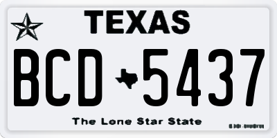 TX license plate BCD5437