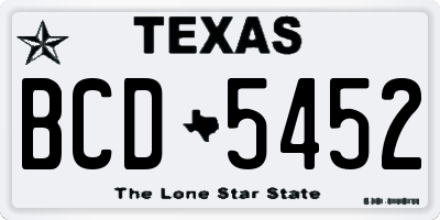 TX license plate BCD5452