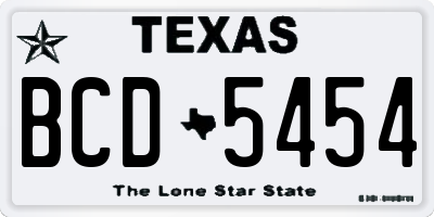 TX license plate BCD5454