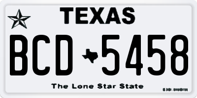 TX license plate BCD5458