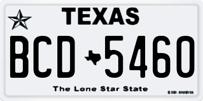 TX license plate BCD5460