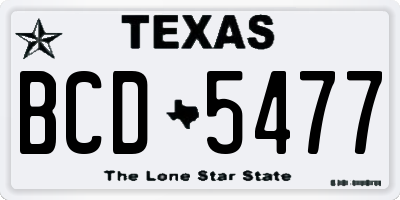 TX license plate BCD5477