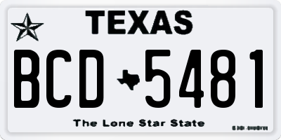 TX license plate BCD5481