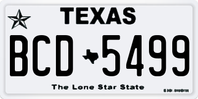 TX license plate BCD5499