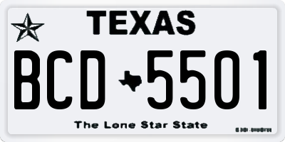 TX license plate BCD5501