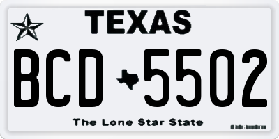 TX license plate BCD5502