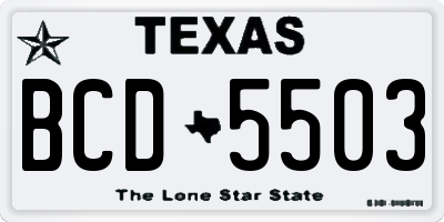 TX license plate BCD5503