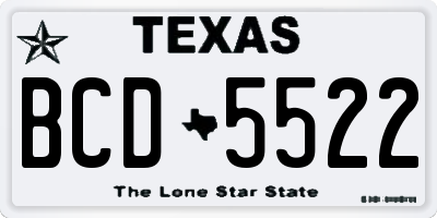 TX license plate BCD5522