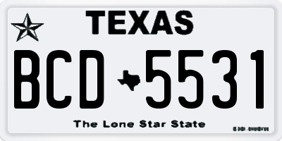 TX license plate BCD5531