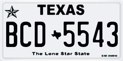 TX license plate BCD5543
