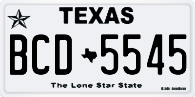 TX license plate BCD5545