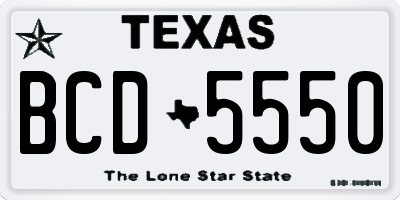TX license plate BCD5550