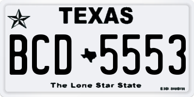 TX license plate BCD5553