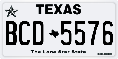 TX license plate BCD5576