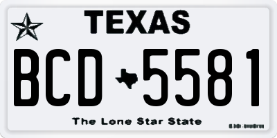 TX license plate BCD5581