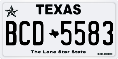 TX license plate BCD5583