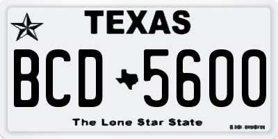 TX license plate BCD5600