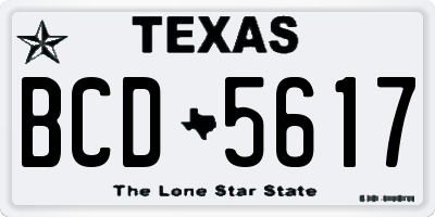 TX license plate BCD5617