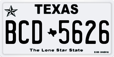 TX license plate BCD5626