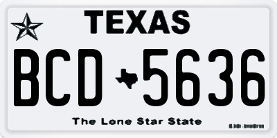 TX license plate BCD5636