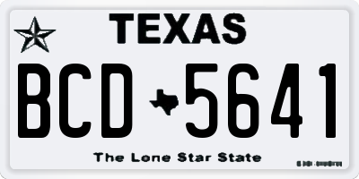 TX license plate BCD5641