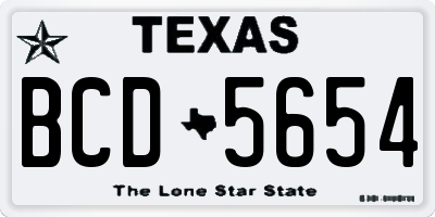 TX license plate BCD5654