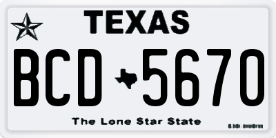 TX license plate BCD5670
