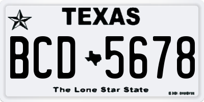 TX license plate BCD5678