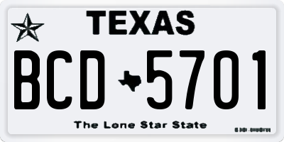 TX license plate BCD5701