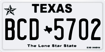 TX license plate BCD5702