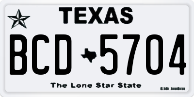TX license plate BCD5704