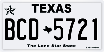 TX license plate BCD5721